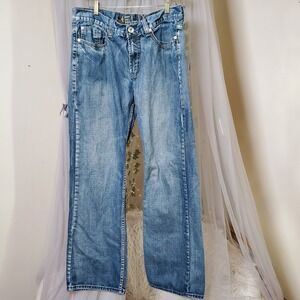 Vtg Helix Jeans 36x34 Blue Boot Cut Embroidered Y2K Retro Western Fits 37x32